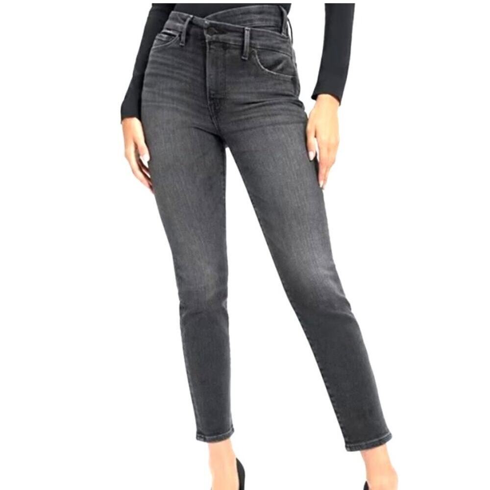 Good American Crossover Waist Good Classic Slim Straight Grey Jeans Size 10 / 30